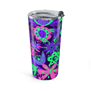 20oz Tumbler — Neon Purple, Pink & Green Floral Travel Cup