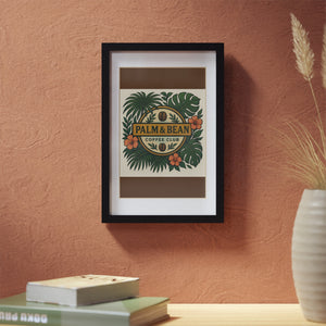 Tropical Framed Poster — Palm & Bean Coffee Club, Brown