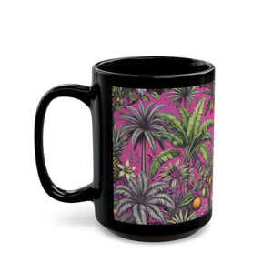 Black Coffee Mug - Tropical Fruit, Pink