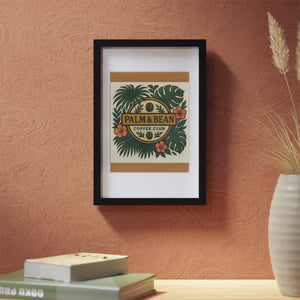 Tropical Framed Poster — Palm & Bean Coffee Club, Dark Gold
