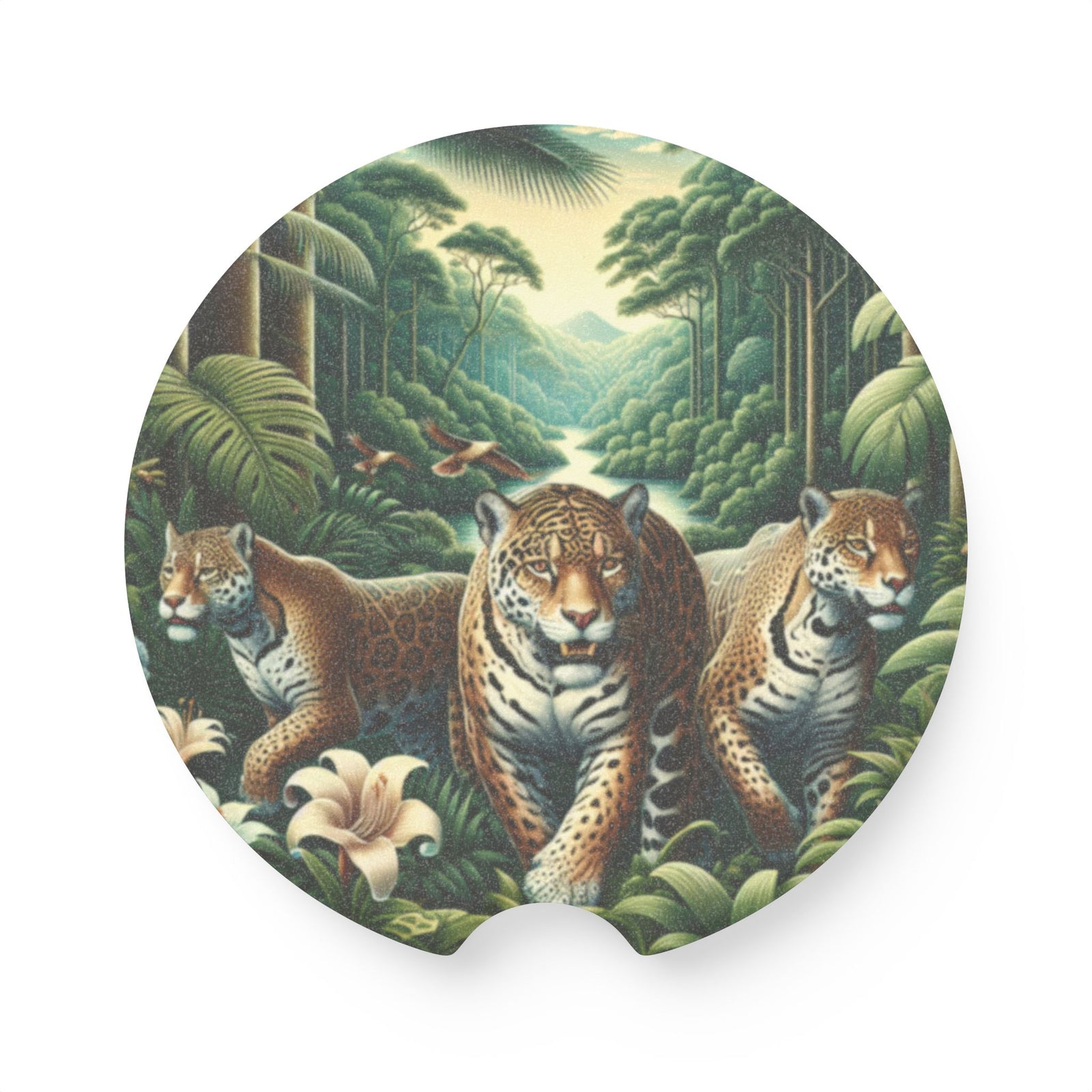 Soapstone Car Coaster - Rainforest Big Cats