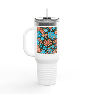 Insulated Travel Mug, 40oz / Beach Dreams, Coral Blues