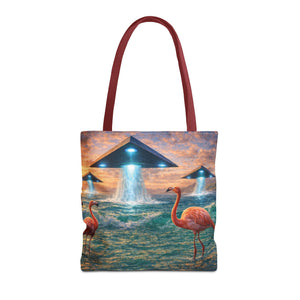 UFO and Flamingos Tote Bag - 3 Sizes