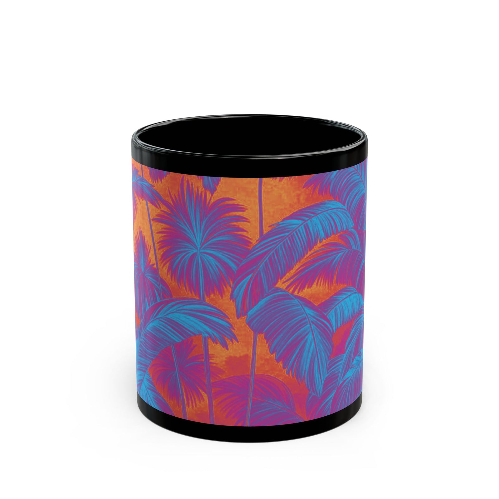 Black Coffee Mug - Palm Serenity, Heatwave