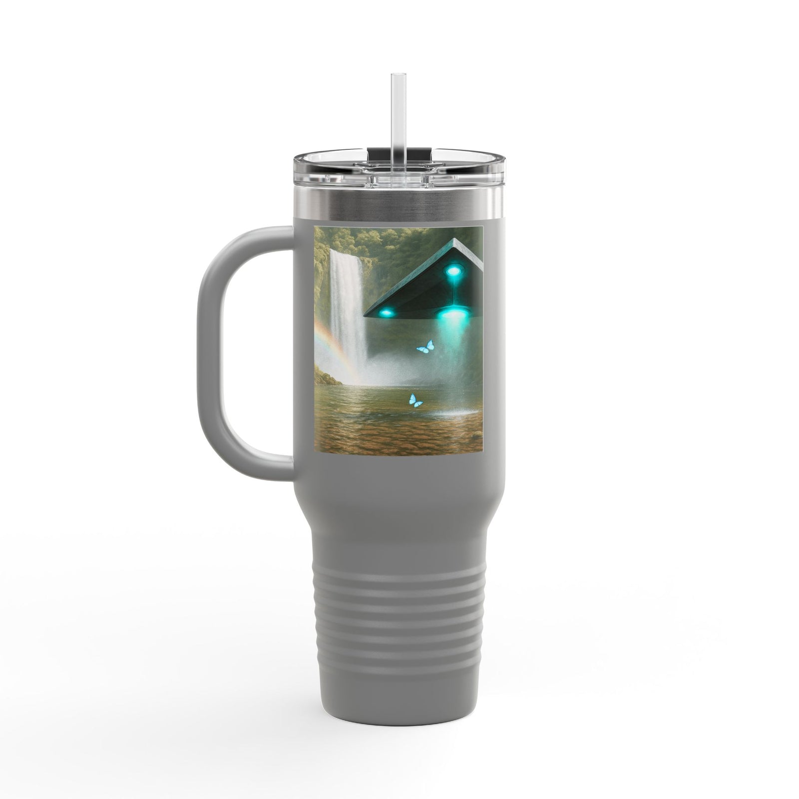 Insulated Travel Mug, 40oz / UFO & Waterfall