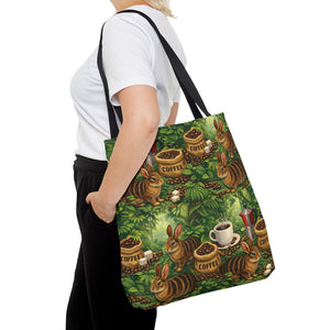 Tropical Rabbits & UFOs Tote Bag, Black - 3 Sizes