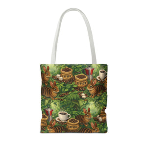 Tropical Rabbits & UFOs Tote Bag, Black - 3 Sizes