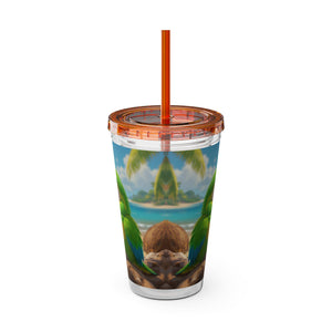 Tropical Tumbler with Straw | 16oz: Lulu the Parrot