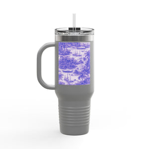 Insulated Travel Mug, 40oz / Tropical Toile, Amethyst - Perfect for Outdoor Adventures