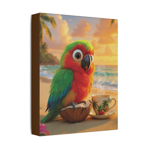 Tropical Beach Canvas - Tiki the Parrot Sunrise Wall Art