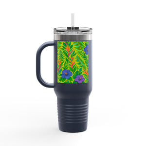 Midnight Flower Lime Insulated Travel Mug - 40oz - Perfect for Outdoor Adventures