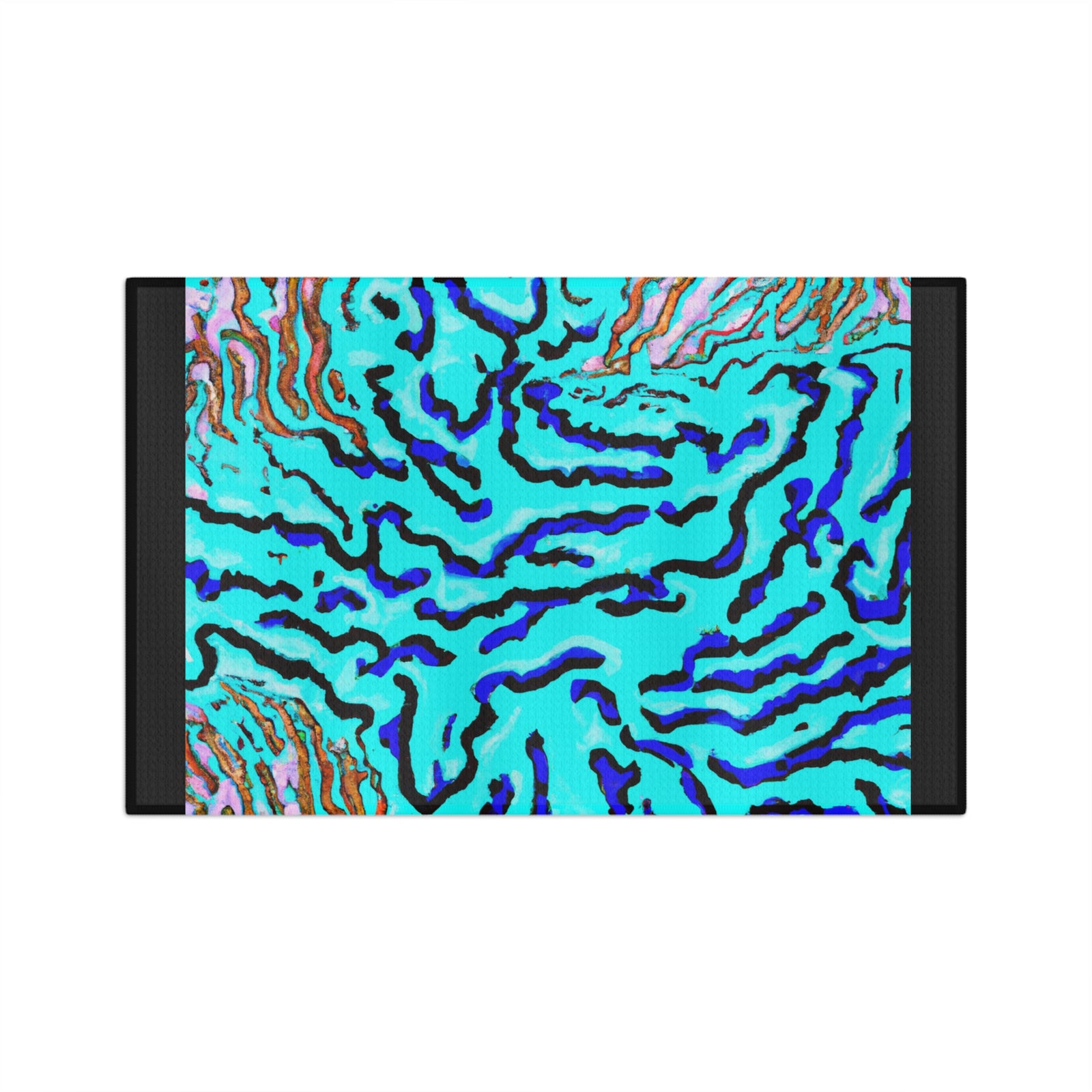 Microfiber Coffee/Tea Towel — Wild Coral, Turquoise/Black