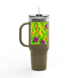 Midnight Flower Yellow Insulated Travel Mug - 40oz - Perfect for Outdoor Adventures