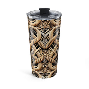 20oz Tropical Tumbler, Stainless Steel - Beach Wicker