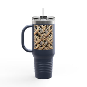 Insulated Travel Mug, 40oz / Beach Wicker - Perfect for Outdoor Adventures