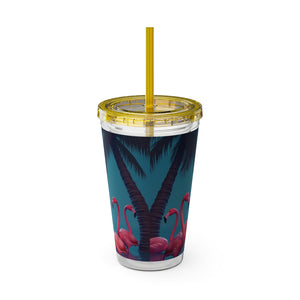 Tropical Tumbler with Straw | 16 oz: Moonlit Mermaid and Flamingos