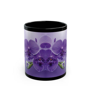 Black Coffee Mug - Purple Orchid Beauties