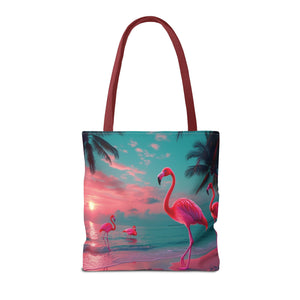 Neon Flamingos at Night Tote Bag - 3 Sizes