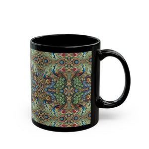 Black Coffee Mug - Kaleido Peacock Royals