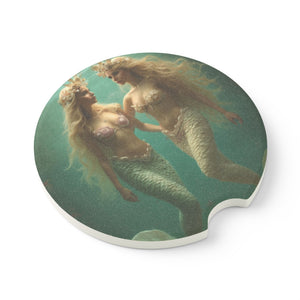 Soapstone Car Coaster - Two Mermaids