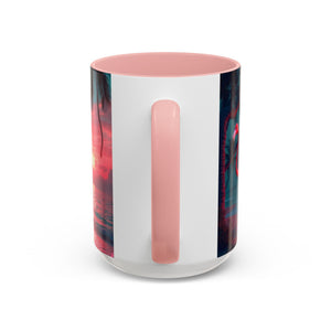 Accent Coffee Mug (11, 15oz), Neon Flamingos at Night / Various Colors