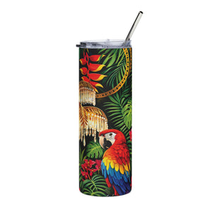 20oz Stainless Steel Travel Tumbler — Tropical Hollywood Regency Chandelier & Parrot
