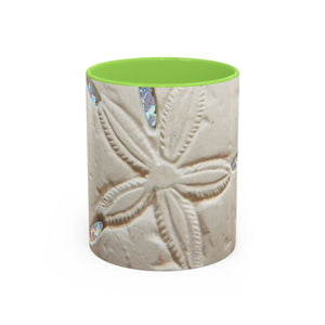 Colorful Mugs (11oz, 15oz), Disco Sand Dollar Macro