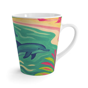 White Latte Mug - Jumping Dolphins