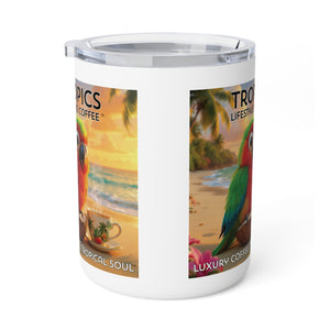 Tropical Insulated Coffee Mug, 10oz / Parrot Tiki