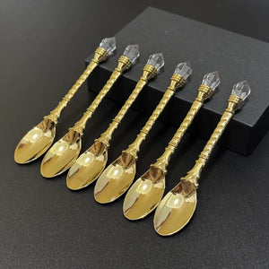 Spiral Twist Regal Spoon With Crystal Topper, 4.7" ~ Gold or Silver