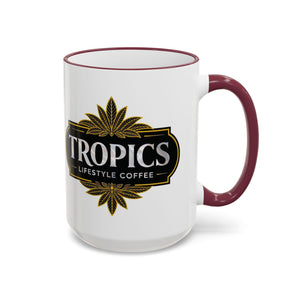 Accent Rim & Handle Mug – Tropics Lifestyle Coffee, Deco Long Logo