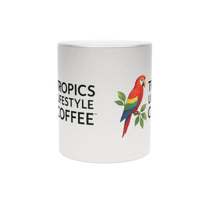 Tropical Metallic Mug, Silver - Tropics Lifestyle Coffee Parrot Logo