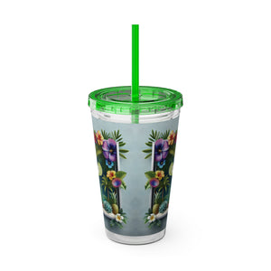 Tropical Tumbler with Straw | 16oz Colorful Travel Cup / Tropical Margarita