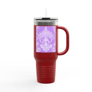 Insulated Travel Mug - 40oz - Perfect for Outdoor Adventures / Pearl Lady Toile/Amethyst
