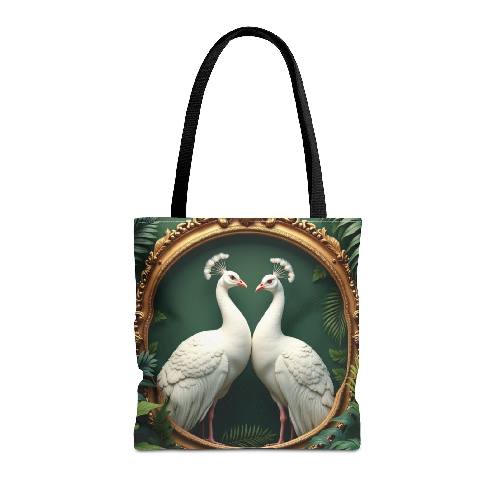Framed White Peacocks Tote Bag - 3 Sizes