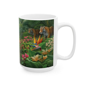 Ceramic White Mug - 11oz & 15oz, Hiding Bunnies