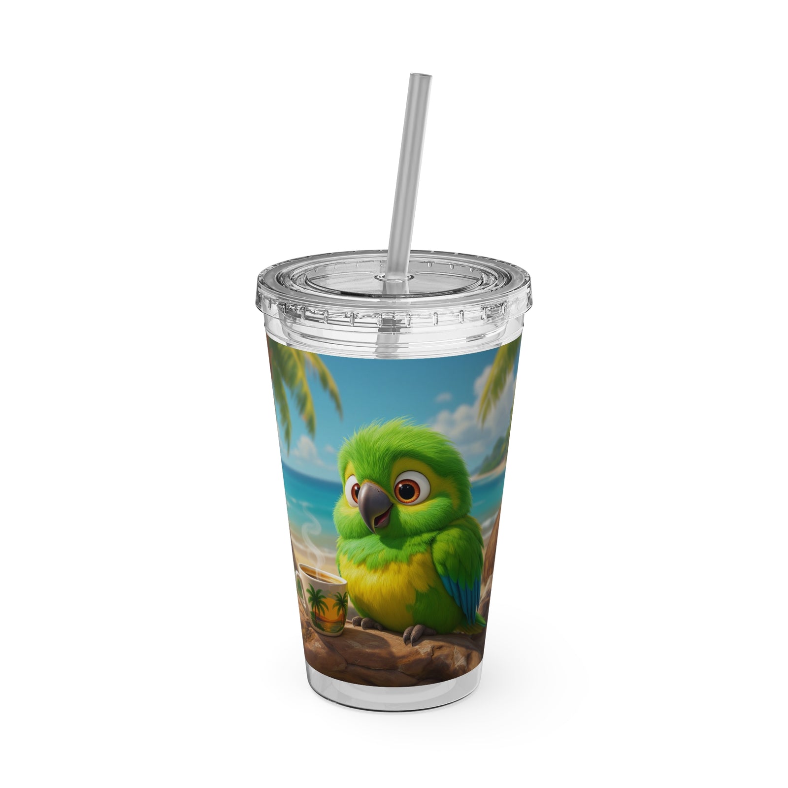 Tropical Tumbler with Straw | 16oz: Lulu the Parrot