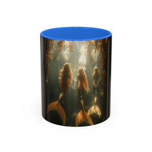 Colorful Mugs (11oz, 15oz), Three Mermaid Sisters, Black