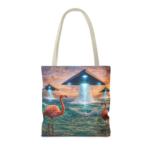 UFO and Flamingos Tote Bag - 3 Sizes