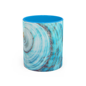 Colorful Mugs (11oz, 15oz), Disco Jade Turbo Shell Macro