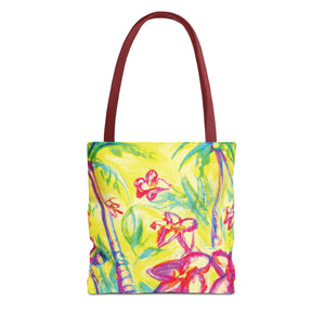 Tropical Doodles Tote Bag, Yellow - 3 Sizes