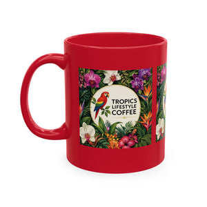 Tropical Coffee Mug, 11 oz — Ceramic Tropics Lifestyle Coffee Colorful Logo