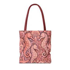 Seahorse Trio Tote Bag, Red - 3 Sizes