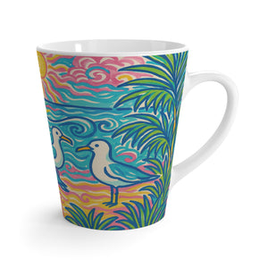 Latte White Mug - Tropical Beach Seagulls