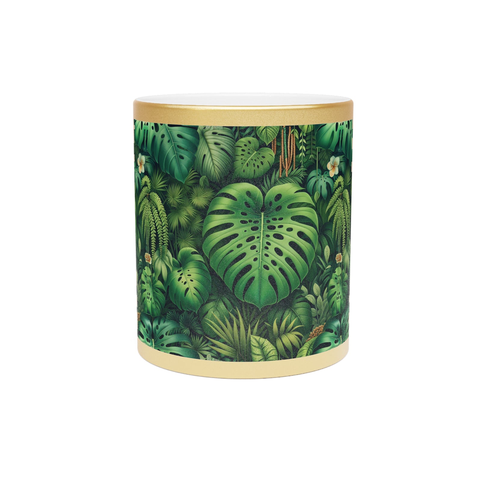 Tropical Metallic Mug, Gold or Silver:  Rainforest Greenery