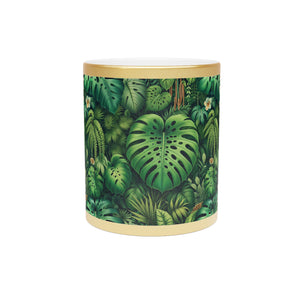Tropical Metallic Mug, Gold or Silver:  Rainforest Greenery
