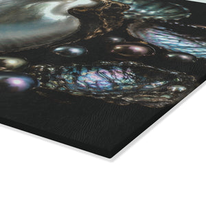 Glass Coffee Station Tray — Iridescent Black Pearl Oyster