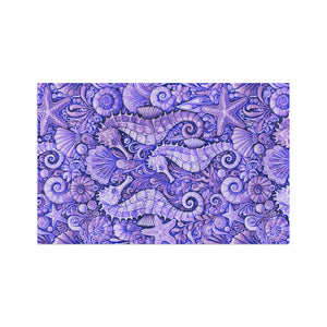 Microfiber Coffee/Tea Towel — Seahorse Trio, Purple