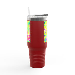 Insulated Travel Mug, 40oz / Tropical Doodles, Yellow - Perfect for Outdoor Adventures