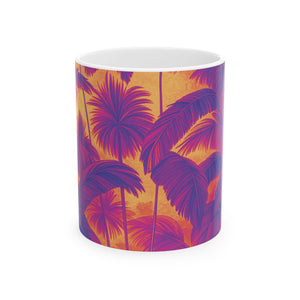 Ceramic White Mug - 11oz & 15oz, Palm Serenity, Pop